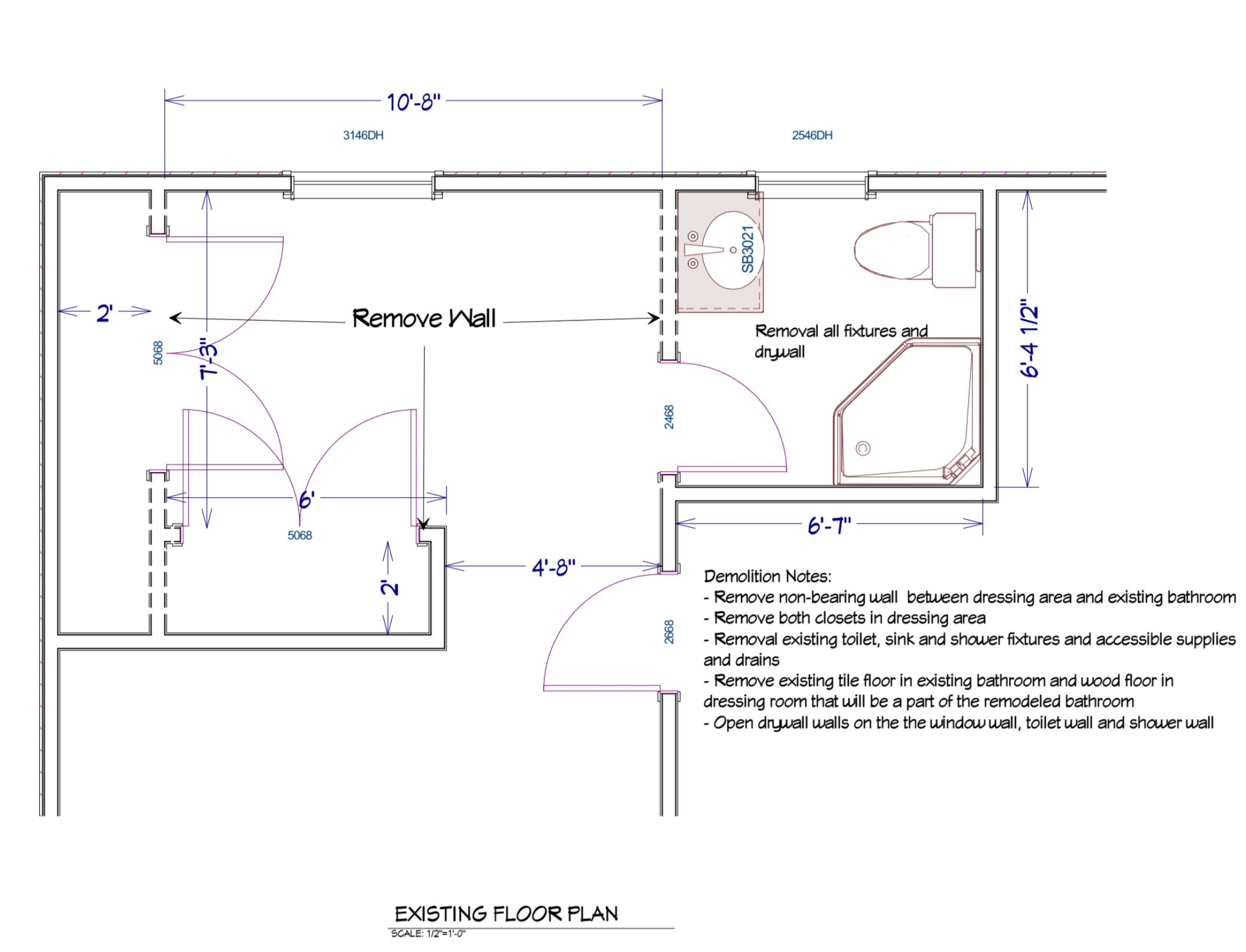 Bathroom Existing Floor Plans 