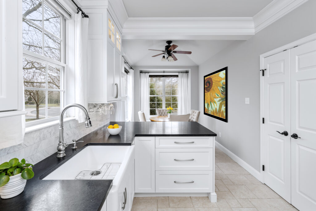 Montgomery County White Kitchen with Pops of Color