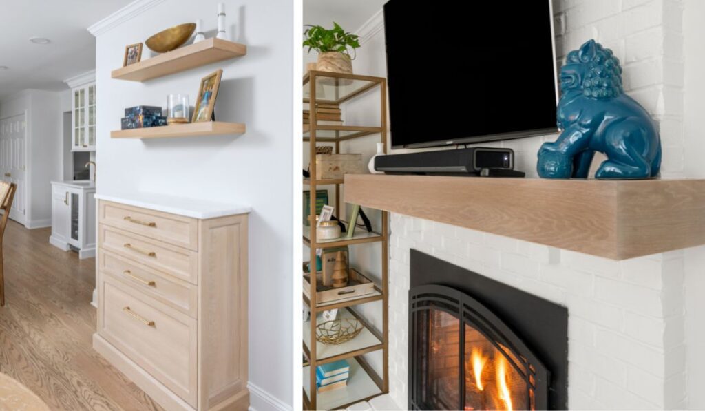 White Oak Shelving and Mantle