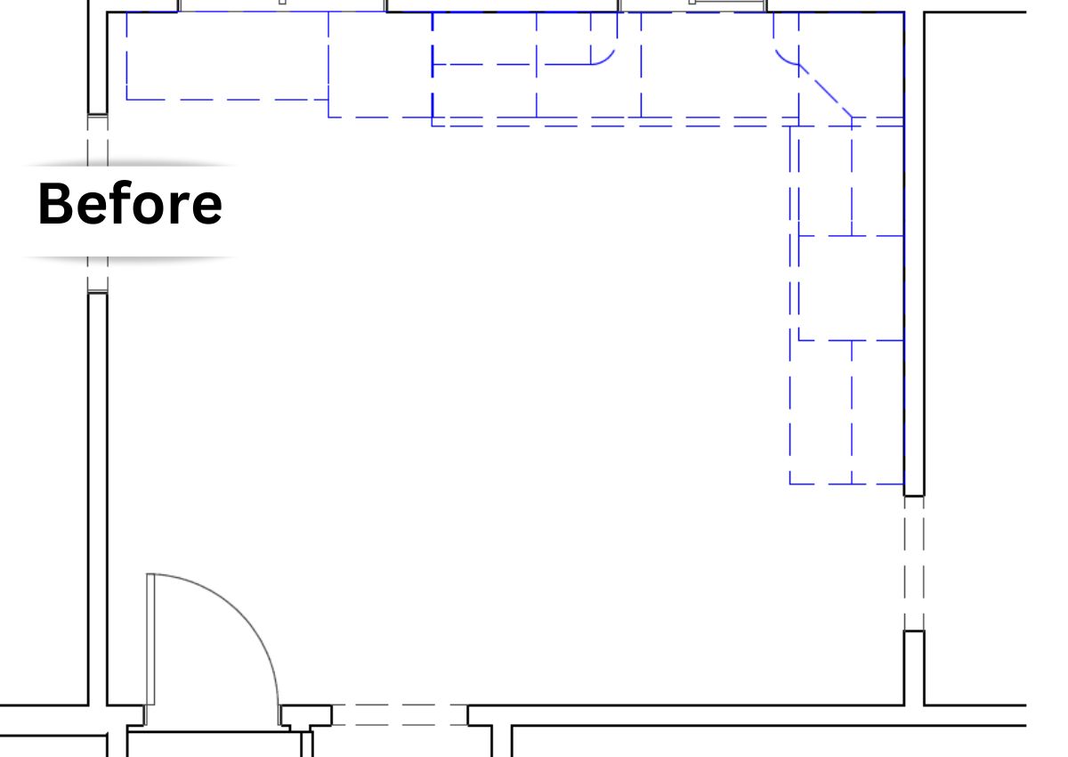 Floor plans of this Montgomery County kitchen before the renovation.