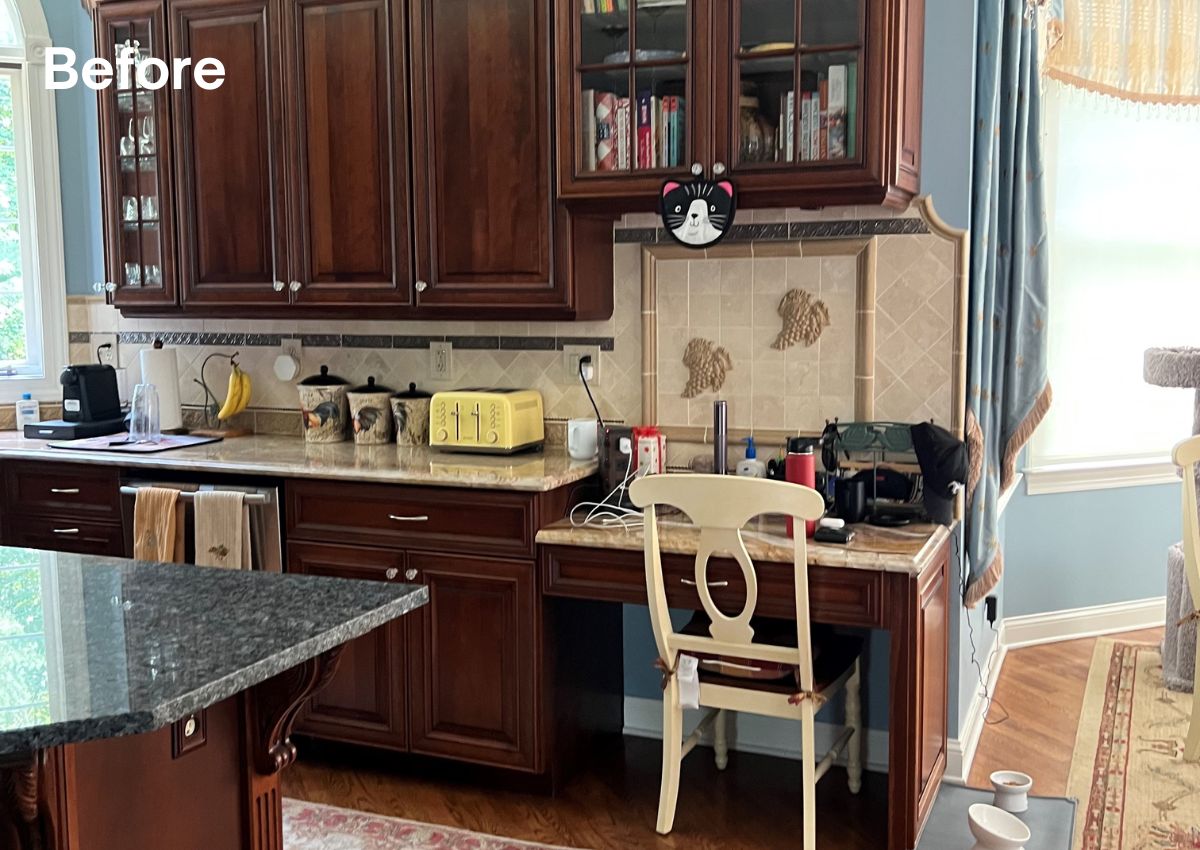 Image of an Ambler kitchen before renovations with 3D tile design