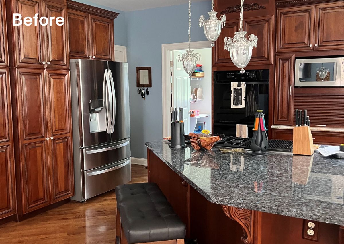 Before images of a kitchen in Ambler with a large island