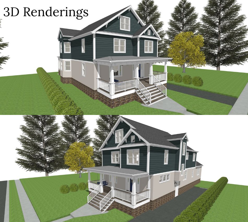 3D renderings of the exterior home in Havertown, PA