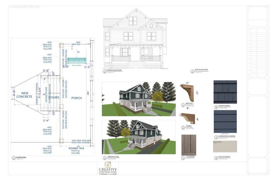 Plans and drawings of an exterior home renovation in Havertown, PA