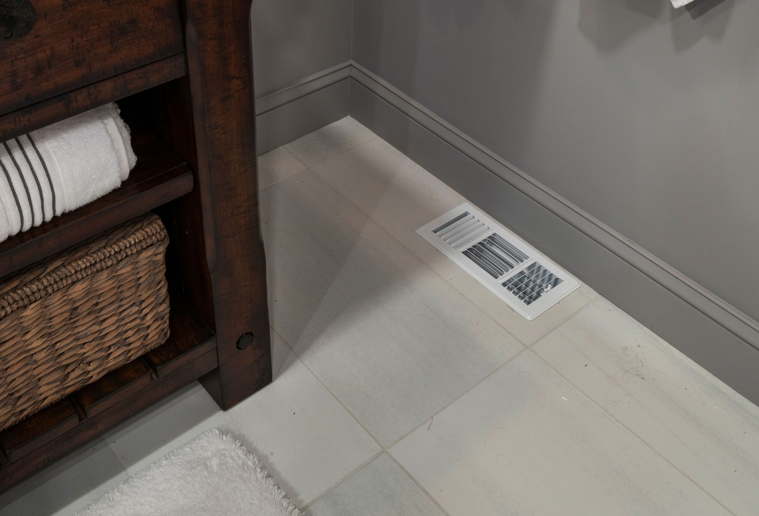 White tile flooring in a Blue Bell Bathroom remodel