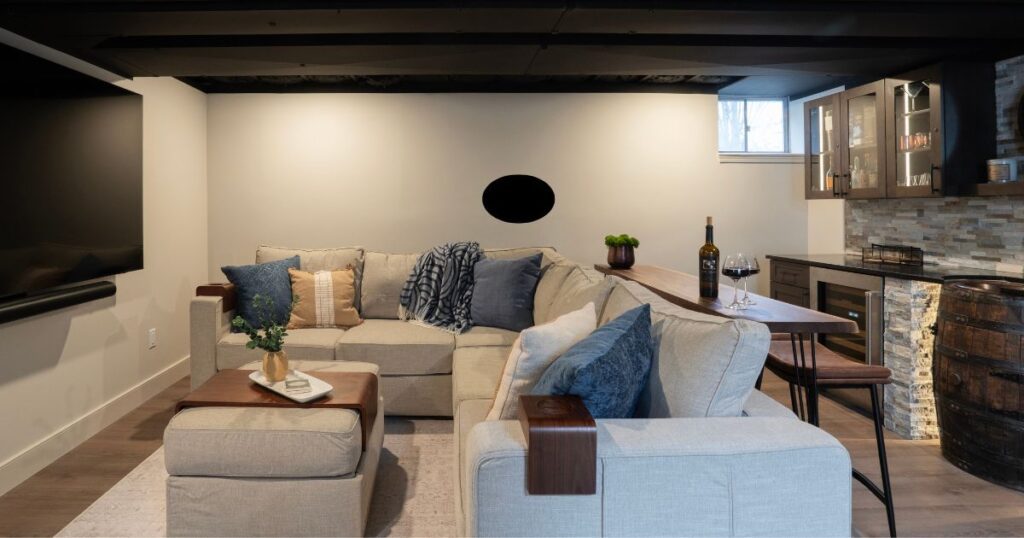 North Wales Basement Remodel: From Unfinished to A Stylish  Multi-Use Living Space