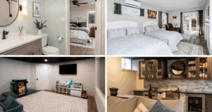 Bedroom, kids playroom, guest suite and lounge area